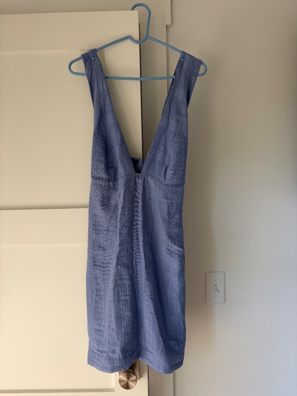 Free People NWT Mini Dress Blue Open Back Tie Size L